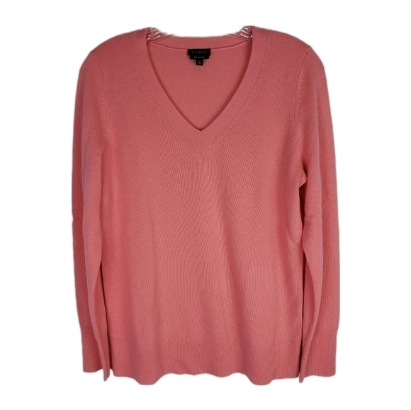 Talbots Pure Cashmere V-Neck Sweater Coral Size M - Picture 2 of 5